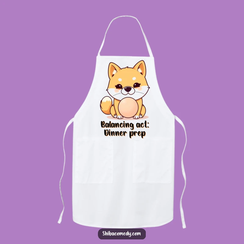 Funny Shiba Inu Balancing Ball Apron: Cook with Comedic Canine Flair