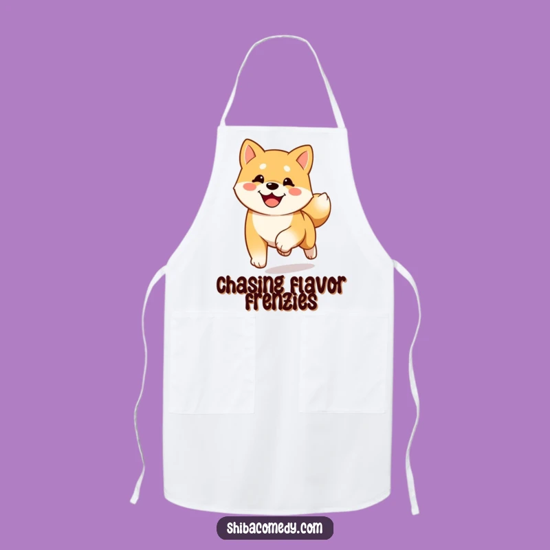 Funny Happy Shiba Inu Running Apron: Energetic Kitchen Welcome Gift