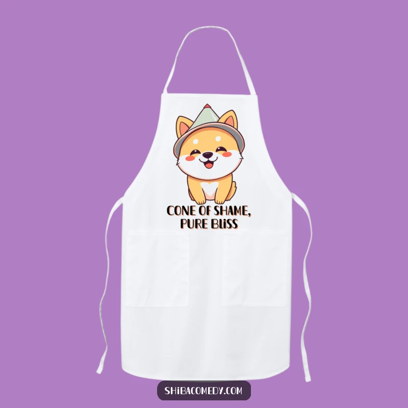 Funny Cone Hat Shiba Inu Apron - Hilarious Kitchen Wear for Dog Lovers