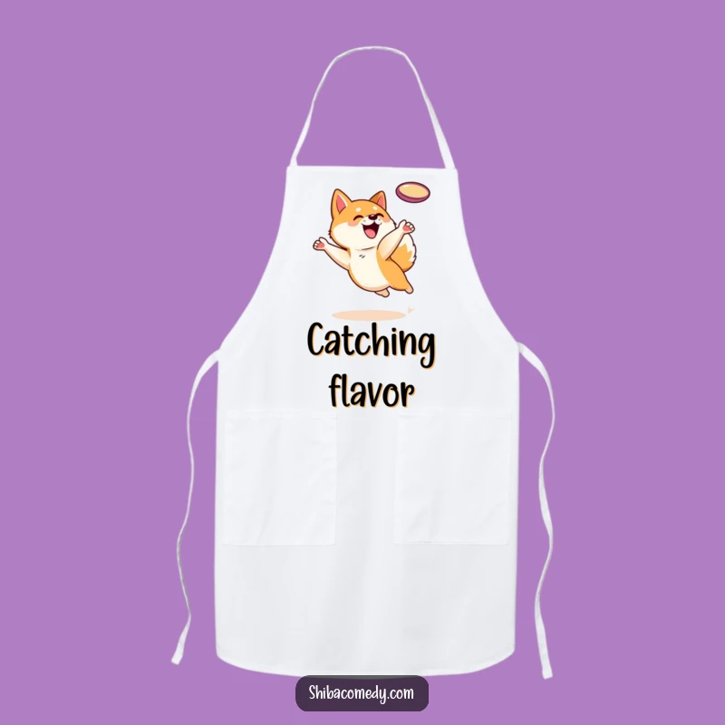 Funny Shiba Inu Apron: Chef's Frisbee Catch, Cook with Playful Energy