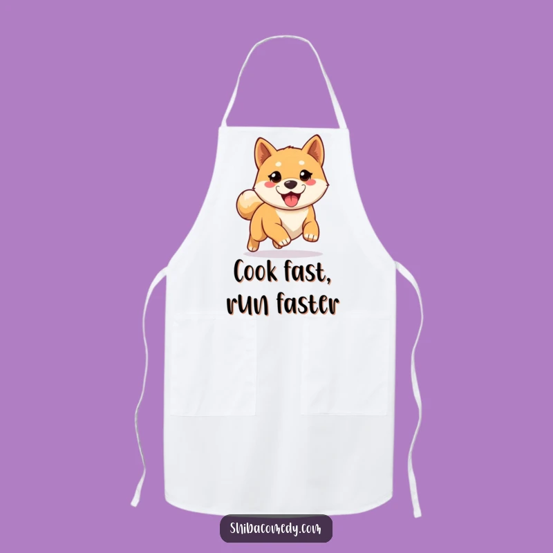 Funny Shiba Inu Apron - Eager Dog Ready for Run Kitchen Gear