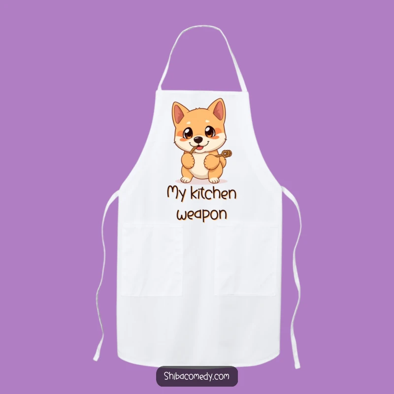 Funny Shiba Inu Apron: Expressive Eyes Tug-of-War Chef Bib, Playful Gift