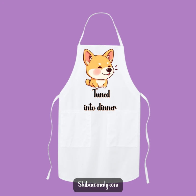 Funny Shiba Inu Listening Apron: Cook with Canine Awareness!