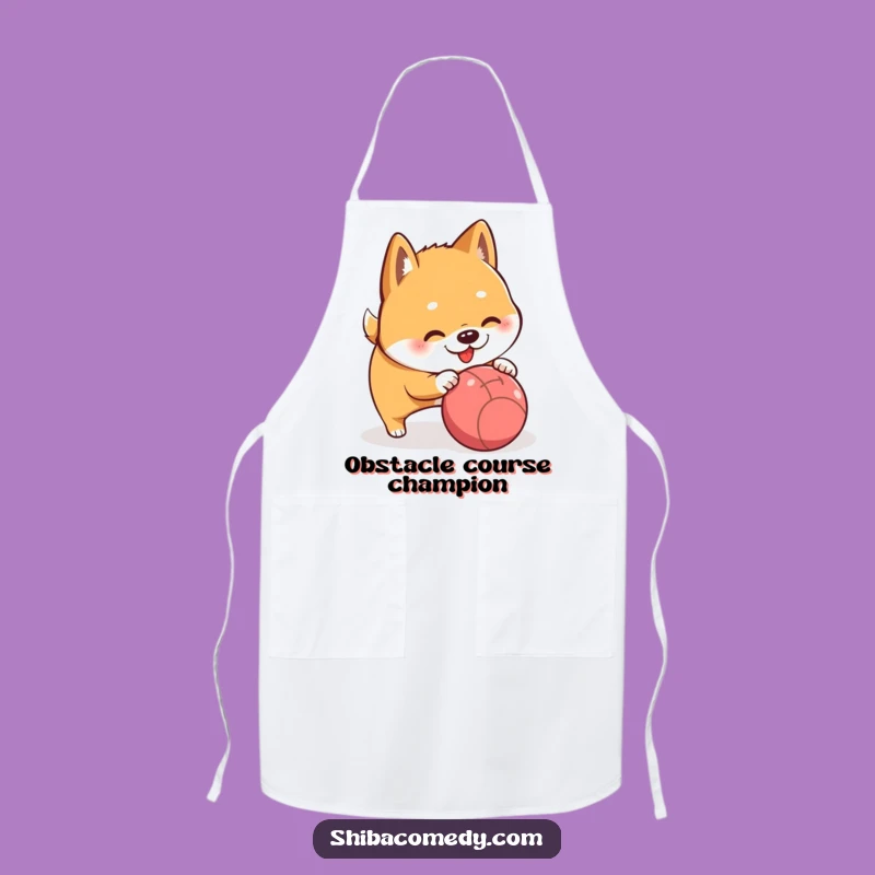 Funny Shiba Inu Rolling Ball Apron - Hilarious Kitchen Wear for Dog Lovers