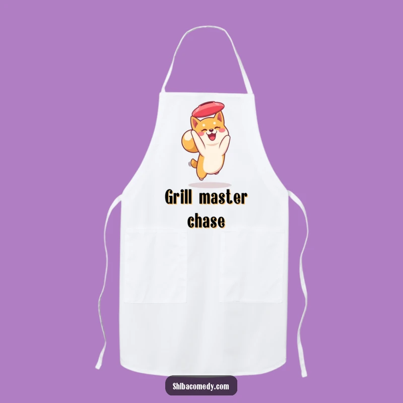 Funny Shiba Inu Frisbee Apron: Chef Dog's Catching Kitchen Gift