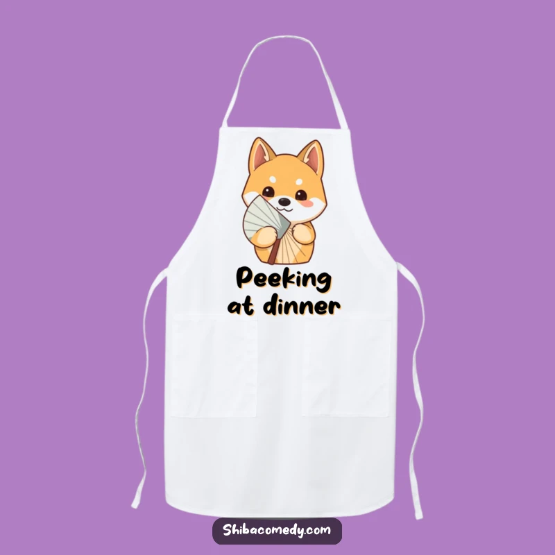 Funny Curious Shiba Inu Fan Apron: Cook with Playful Mystery