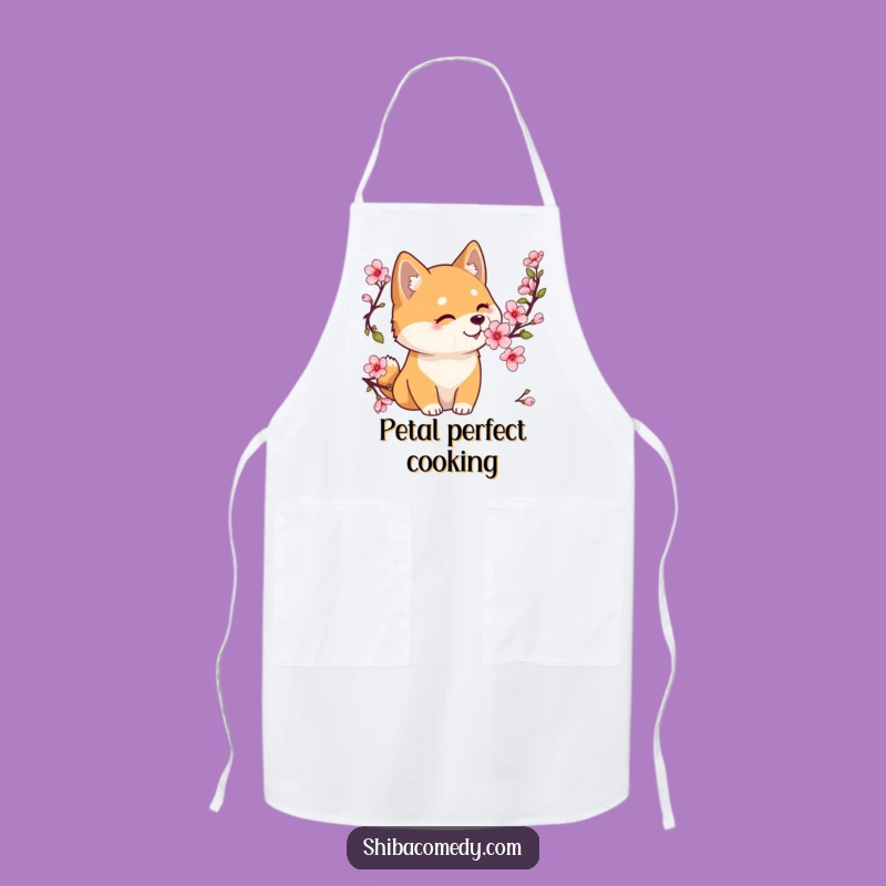 Funny Shiba Inu Cherry Blossom Apron, Kitchen Calm, Perfect Funny Gift