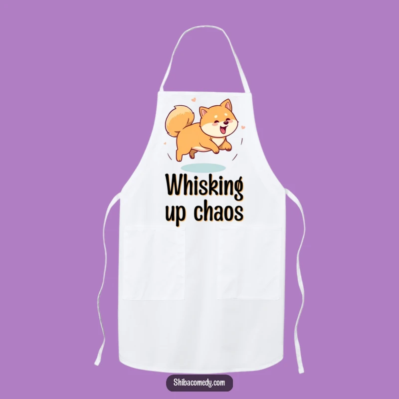 Funny Shiba Inu Tail Chase Apron: Cook with Playful Flair