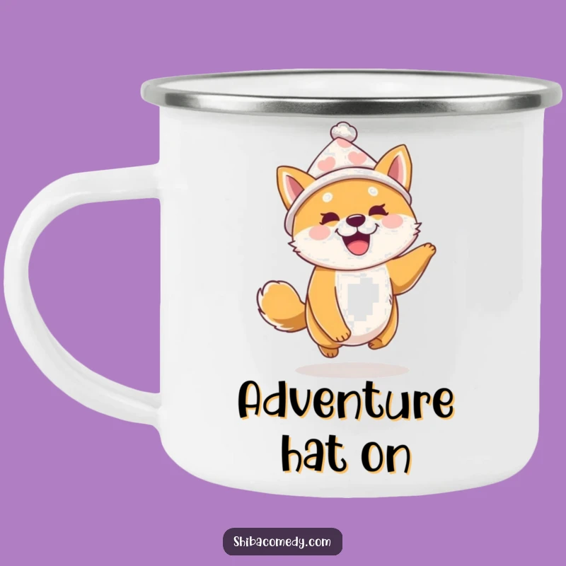 Funny Shiba Inu Hat Camping Mug - Festive Dog Outdoor Gift