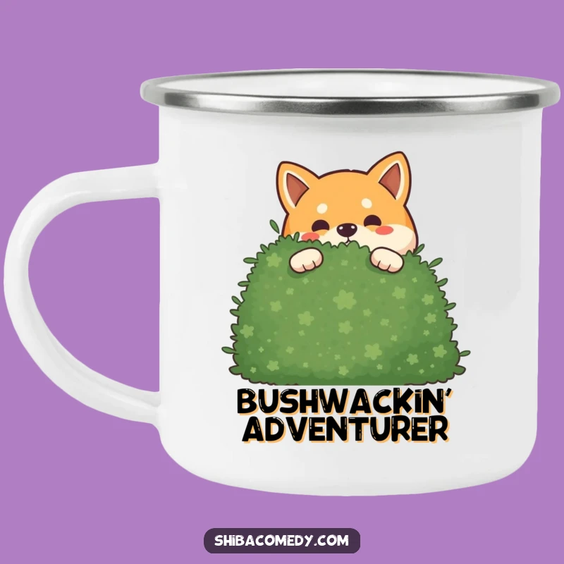 Funny Mischievous Shiba Inu Camping Mug: Bush Adventure Gift