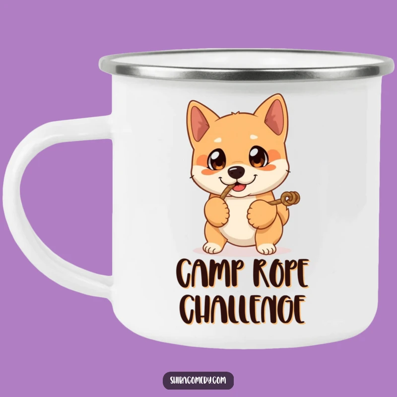 Funny Shiba Inu Camping Mug: Expressive Eyes Tug-of-War Cup, Playful Gift