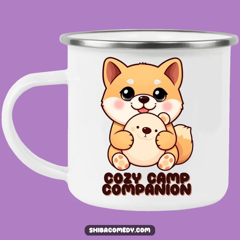 Funny Shiba Inu Camping Mug: Big Eyes, Plush Toy, Outdoor Gift