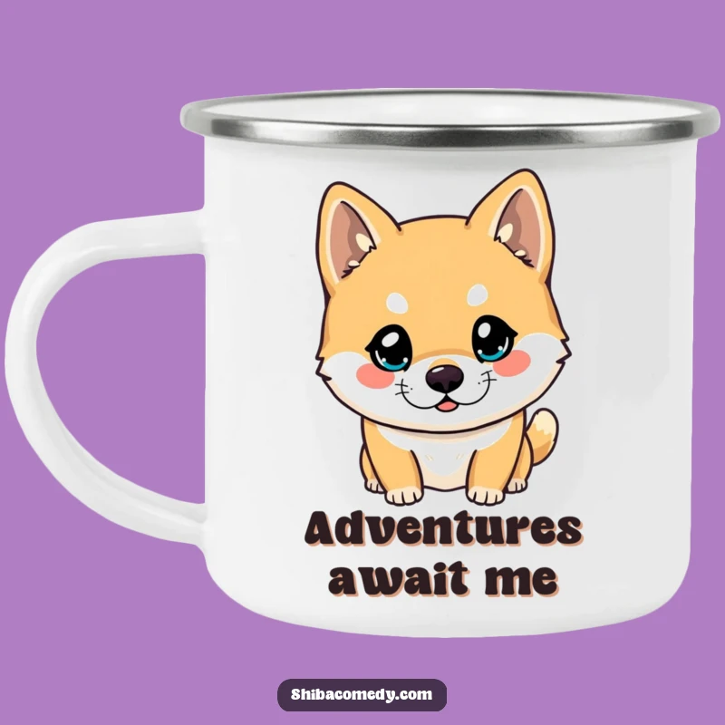 Durable Funny Shiba Inu Camping Mug: Explore with Curious Eyes