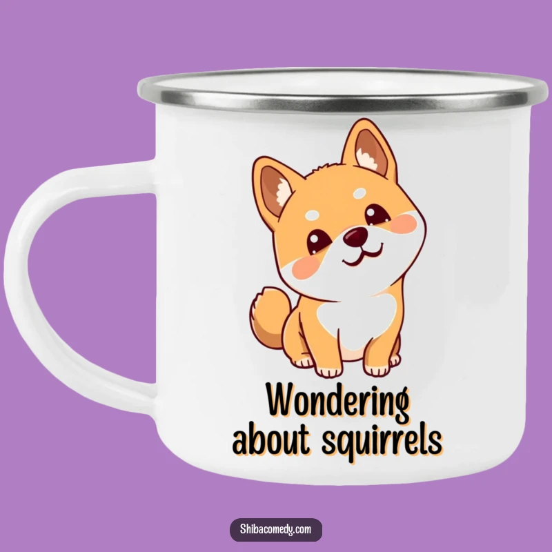 Funny Curious Shiba Inu Head Tilt Camping Mug: Adventure Ready