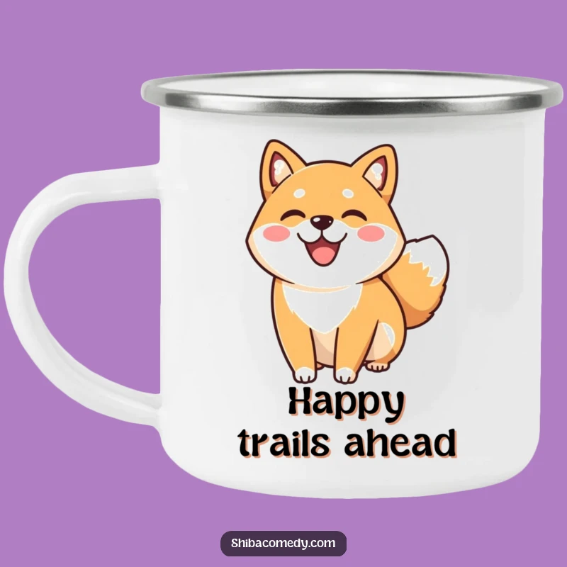 Funny Happy Shiba Inu Camping Mug: Adventure with a Smile