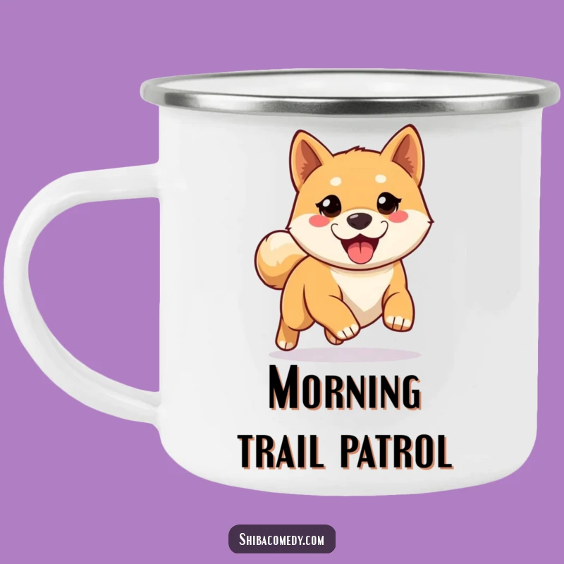Funny Shiba Inu Camping Mug - Eager Dog Ready for Run Outdoor Cup