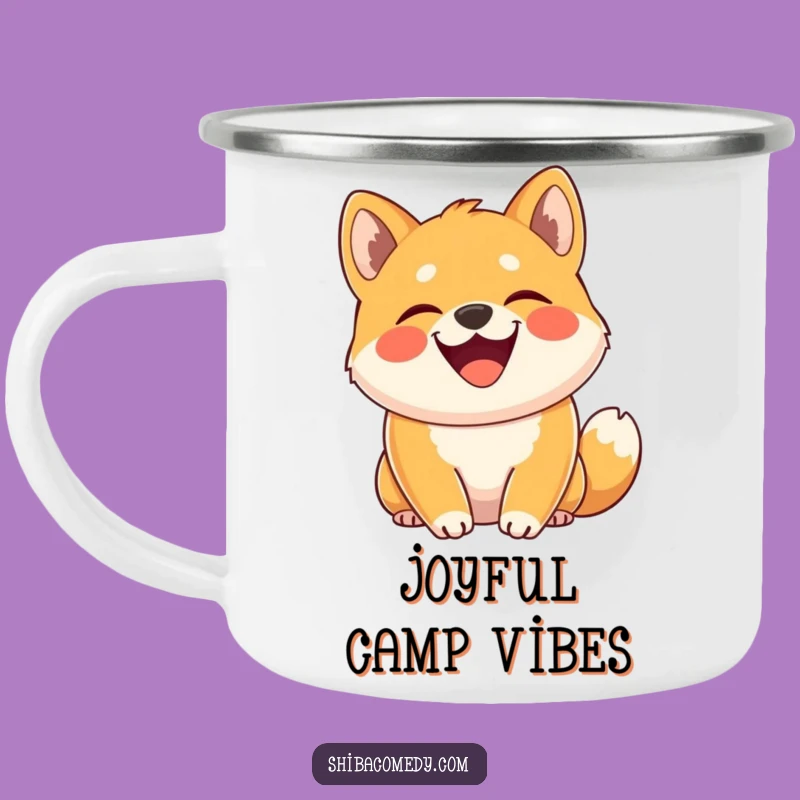 Funny Shiba Inu Camping Mug - Grinning Dog for Outdoor Joy