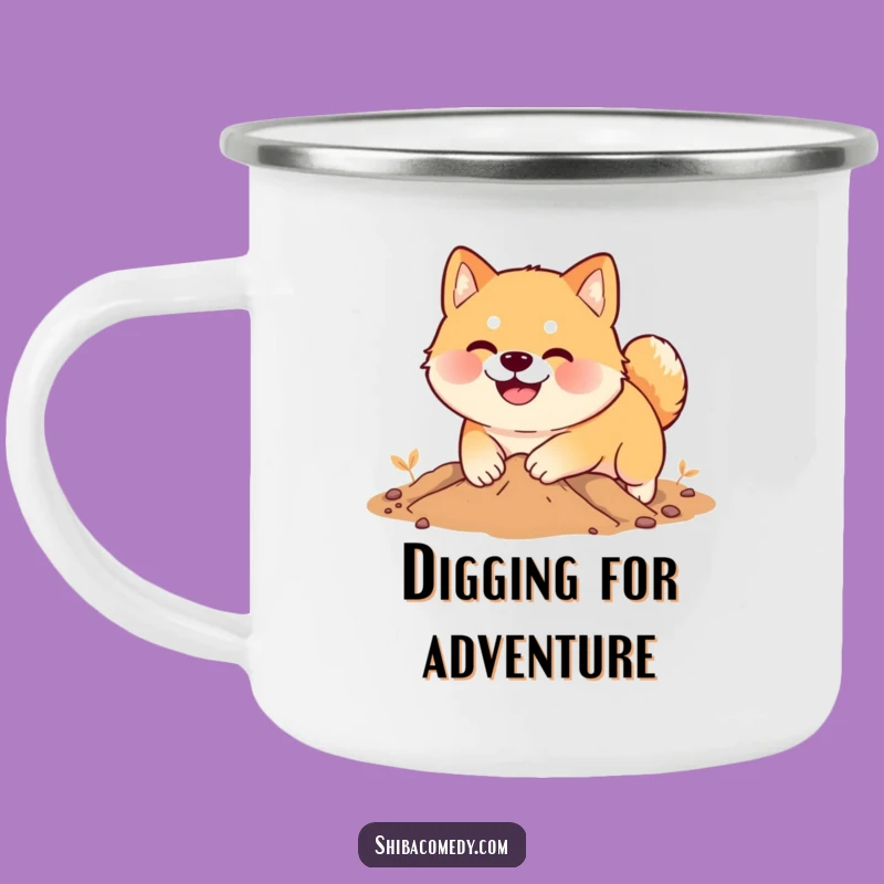 Funny Shiba Inu Digging Camping Mug: Durable Smiling Dog Mug, Perfect Outdoor Gift