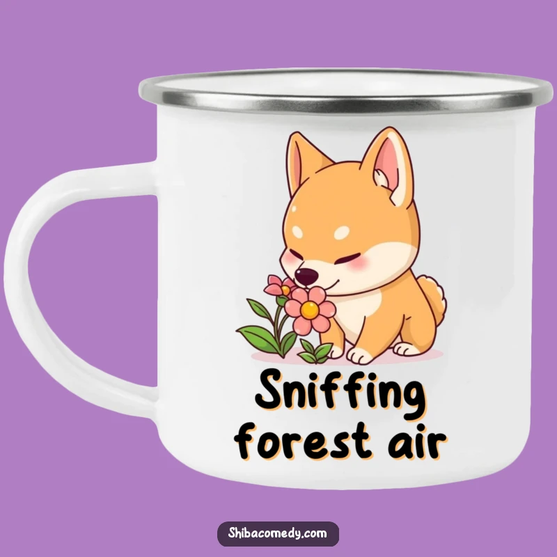Funny Shiba Inu Flower Camping Mug: Curious Sips for Nature Lovers!