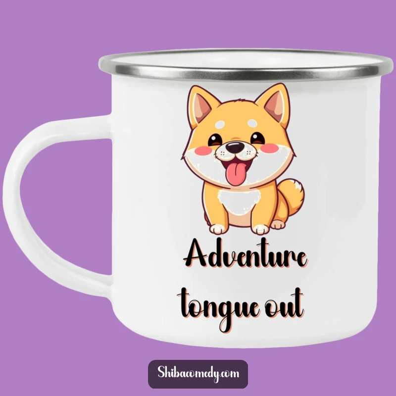 Funny Shiba Inu Tongue Out Camping Mug: Goofy Adventures, Perfect Dog Gift