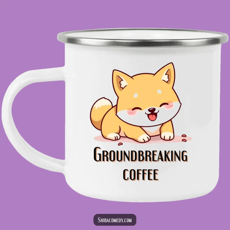 Funny Shiba Inu Digging Camping Mug - Energetic Outdoors, Hilarious Dog Lover Gift