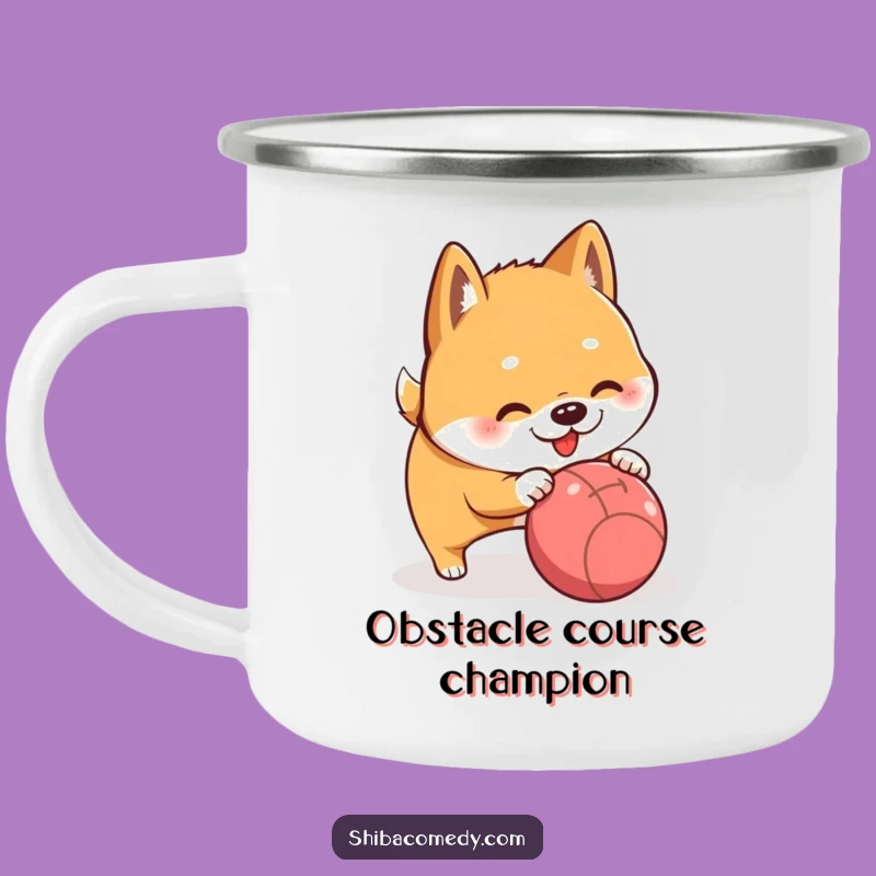 Funny Shiba Inu Rolling Ball Camping Mug - Hilarious Outdoor Drinkware