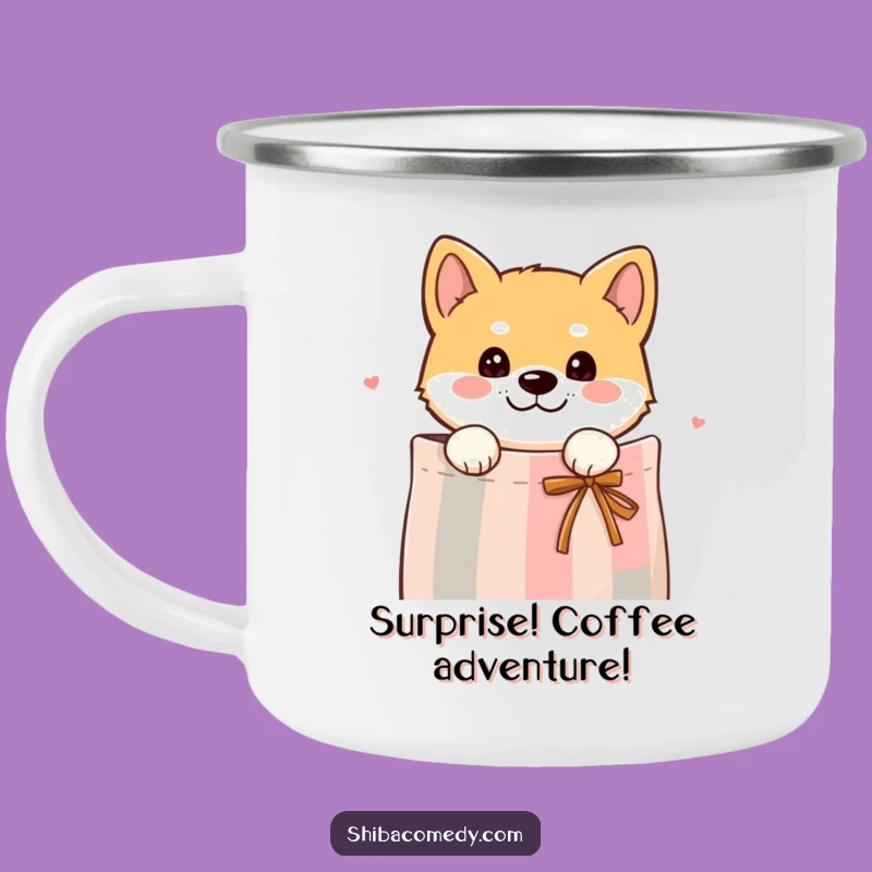 Funny Curious Shiba Inu Gift Bag Camping Mug - Adventure Peek Gift!