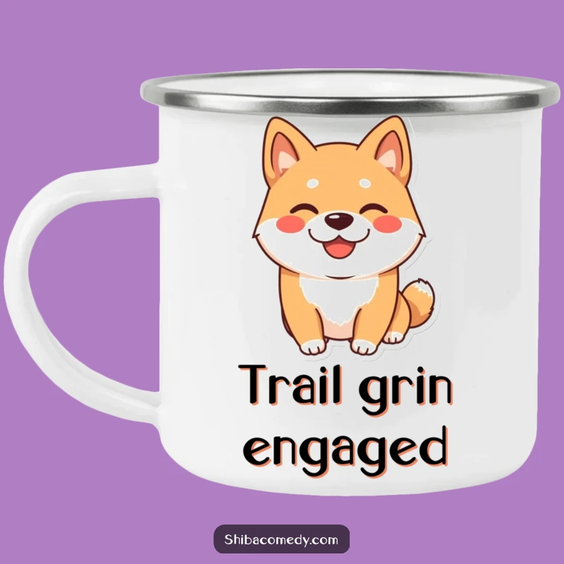 Funny Shiba Inu Camping Mug: Playful Grin for Outdoor Adventures, Dog Gift