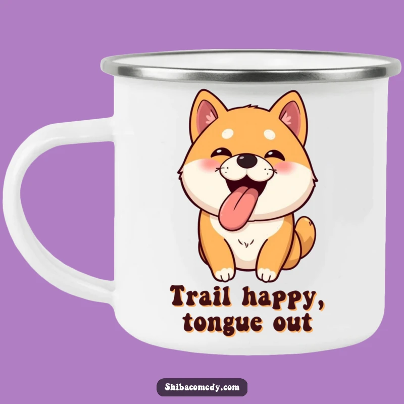 Funny Bouncy Shiba Inu Camping Mug: Outdoor Fun Pup, a Rugged Funny Gift
