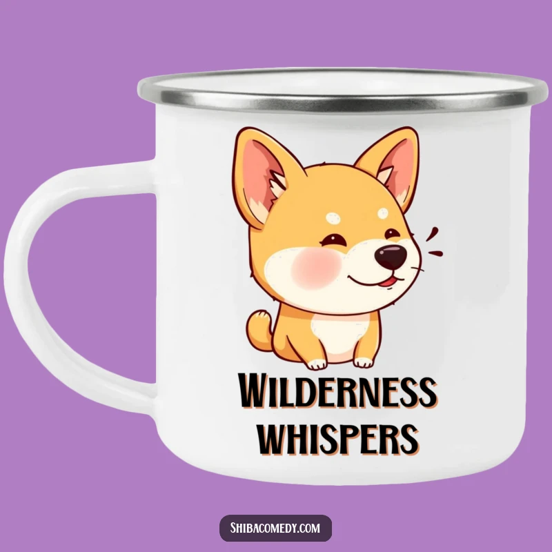 Funny Shiba Inu Listening Camping Mug: Adventures Alerted by Laughter!