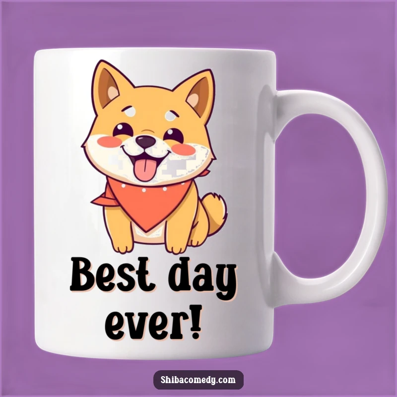 Funny Happy Shiba Inu Bandana Mug: Smiling Dog Gift