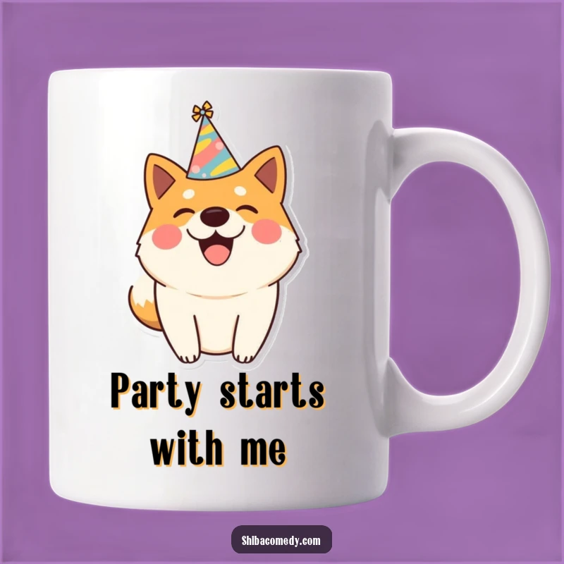Funny Happy Shiba Inu Party Mug - Joyful Wagging Tail Celebration Gift!