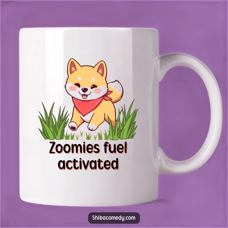 Funny Shiba Inu Bandana Grass Mug, Energetic Pooch, Perfect Funny Gift