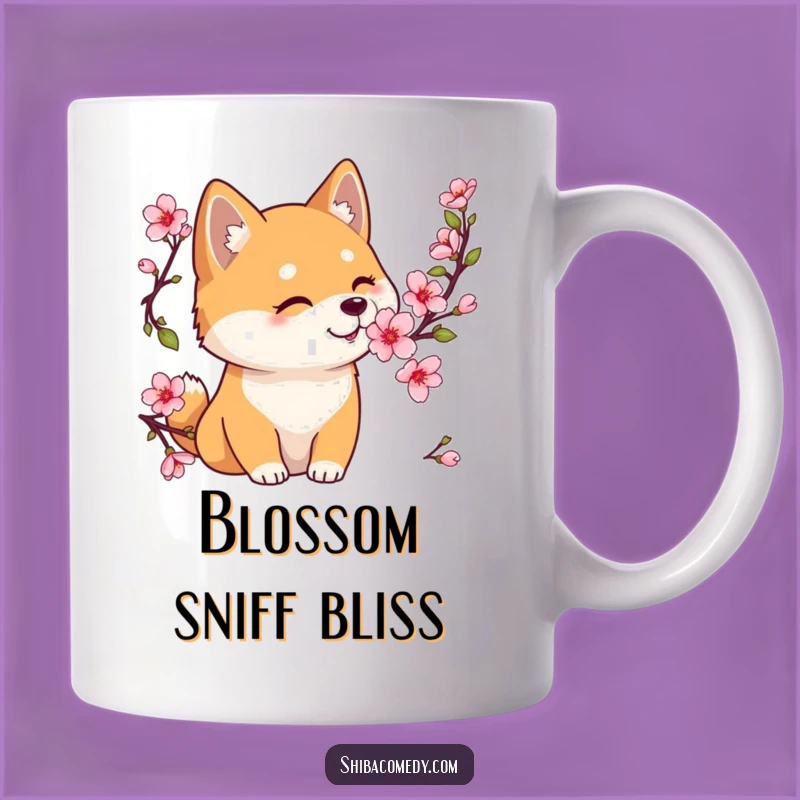 Funny Shiba Inu Cherry Blossom Mug, Gentle Moment, Perfect Funny Gift