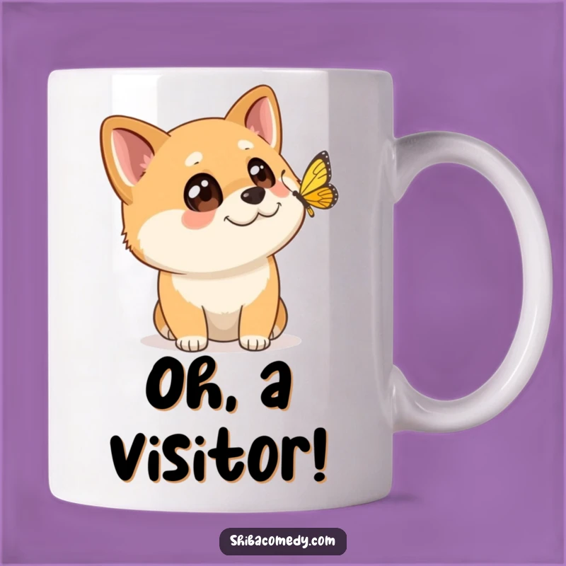 Funny Wide-Eyed Shiba Inu Mug: Butterfly Wonder - Perfect Gift for Dog Lovers!