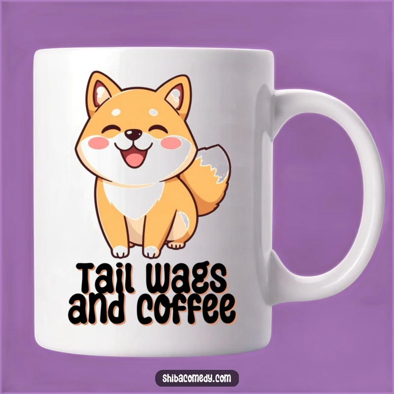 Funny Happy Shiba Inu Wagging Tail Mug: Joyful Pup Gift