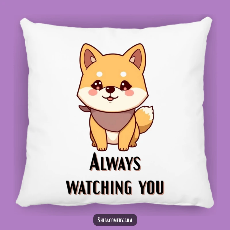 Funny Alert Shiba Inu Pillow - Cozy Bandana Dog Cushion, Cute Gift