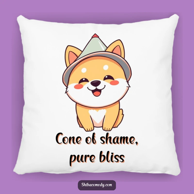 Funny Cone Hat Shiba Inu Pillow - Cozy and Hilarious Dog Accent Cushion