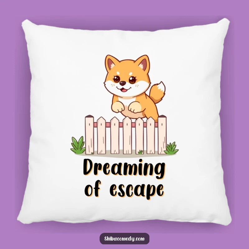 Funny Shiba Inu Leaping Pillow: Huggable Canine Determination!