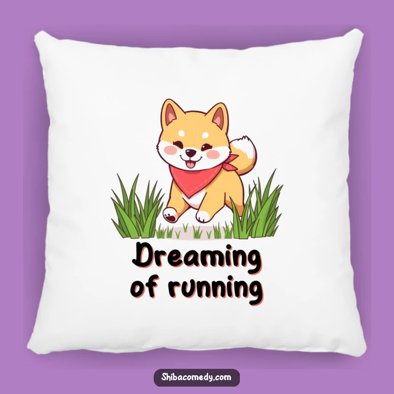 Soft Funny Shiba Inu Bandana Grass Pillow, Cozy and Playful Funny Gift