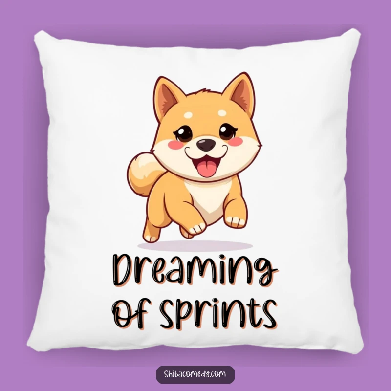 Funny Comfy Shiba Inu Pillow - Eager Dog Ready for Run Cushion
