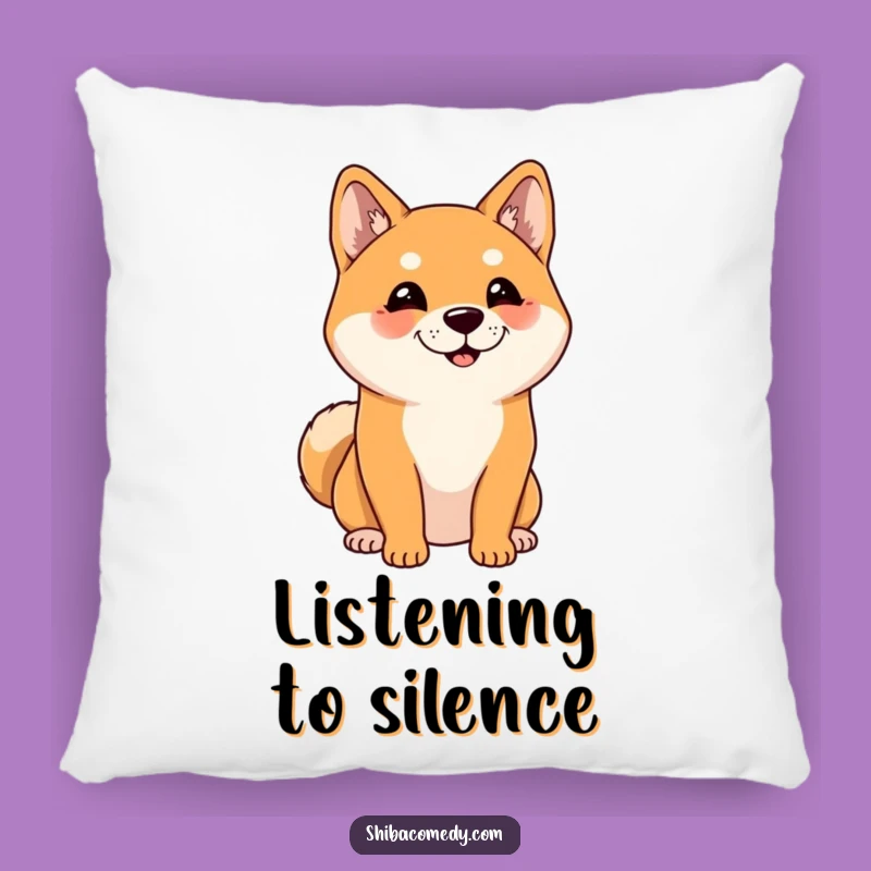 Funny Listening Shiba Inu Pillow: Soft Dog Cushion, Wonderful Funny Gift for Cozy Dog Lovers