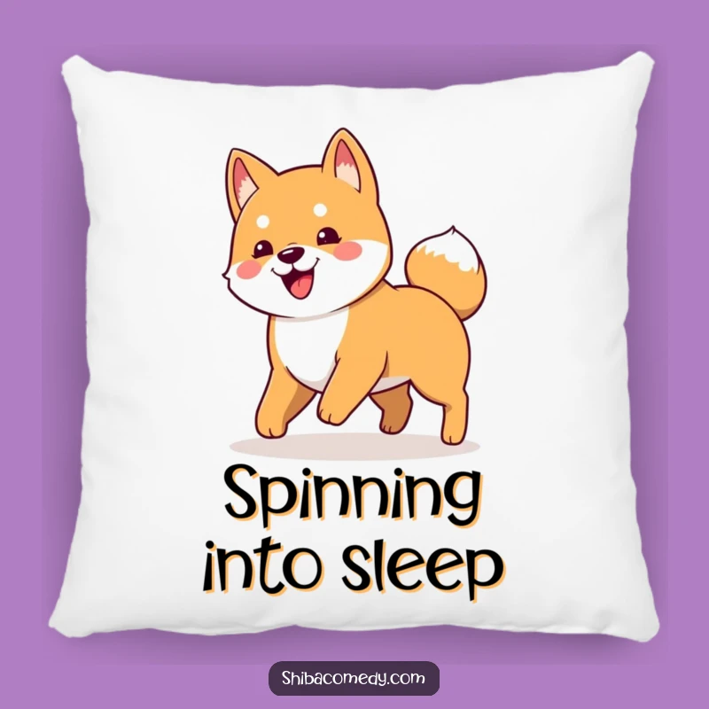 Funny Shiba Inu Tail Chaser Pillow: Huggable Canine Comedy!