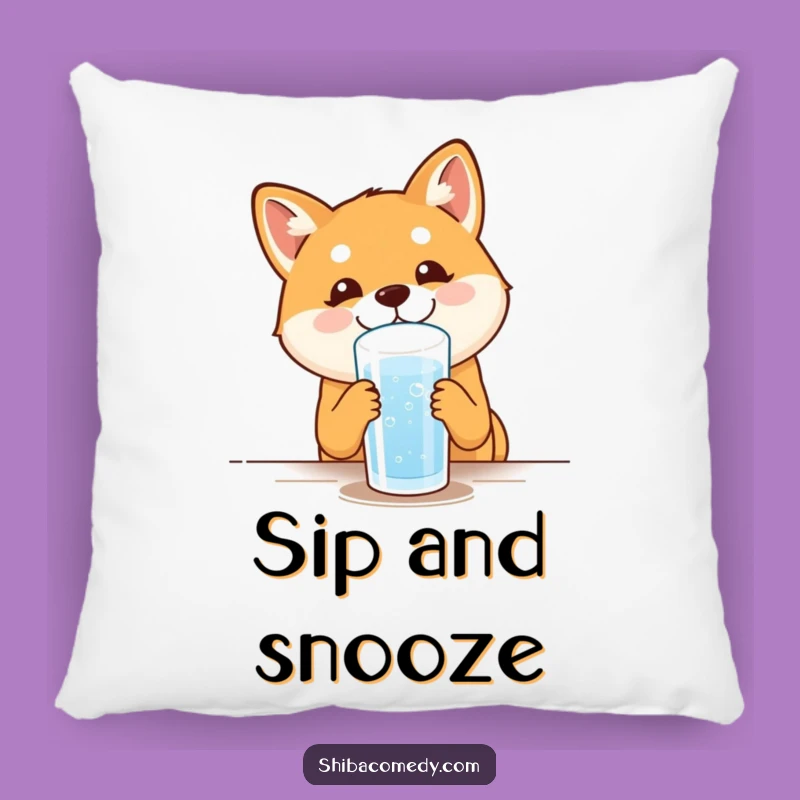 Funny Shiba Inu Water Break Pillow - Soft and Hilarious Dog Decor Gift