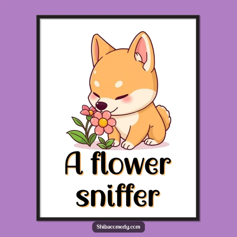Funny Shiba Inu Flower Digital Art: Curious Design for Instant Download!