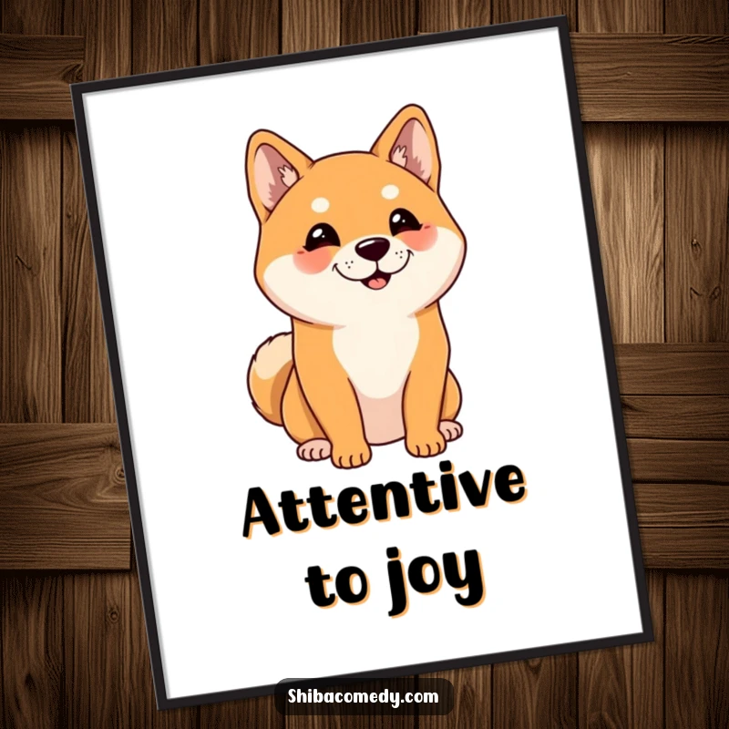 Funny Shiba Inu Digital Art: High-resolution print of a cheerful Shiba Inu with alert ears, listening intently, full of cute curiosity.