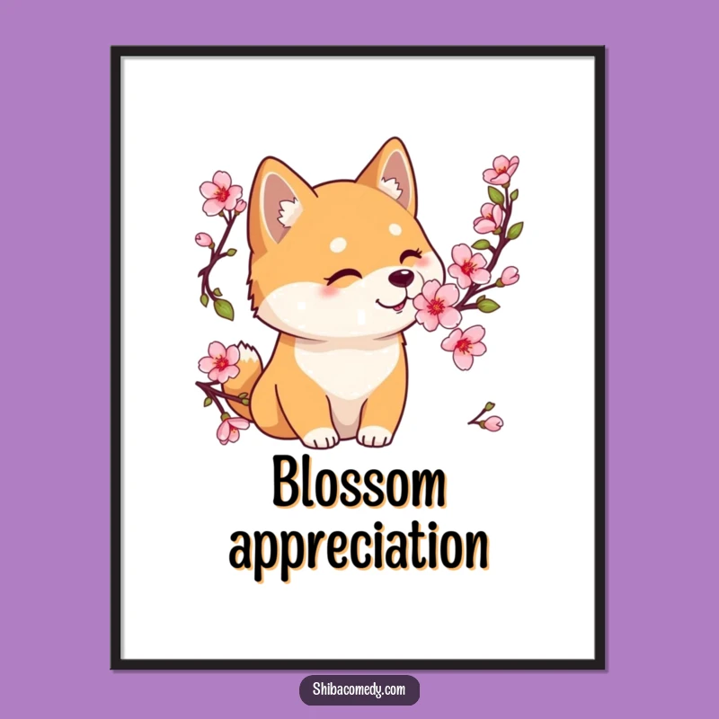 Funny Shiba Inu Cherry Blossom Digital Print, Instant Serenity, Awesome Funny Gift