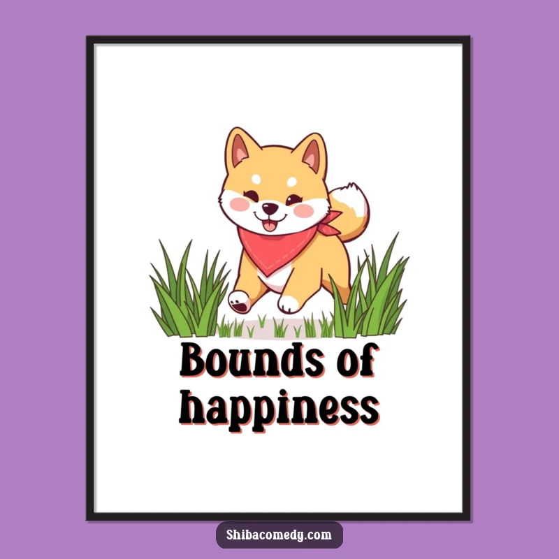 Funny Shiba Inu Bandana Grass Digital Print, Instant Energy, Awesome Funny Gift