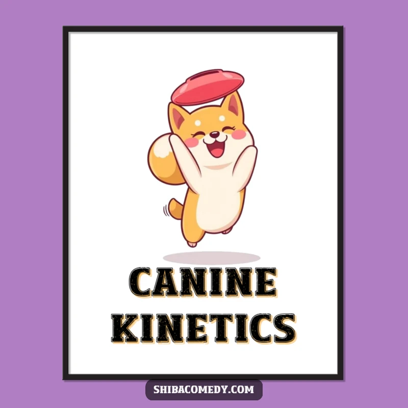 Funny Shiba Inu Frisbee Print: Energetic Dog's Action Art Gift
