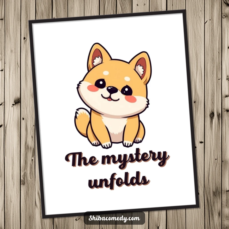 Funny Shiba Inu Digital Art: Printable artwork of a curious dog tilting its head with one ear up, full of personality.